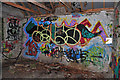 Graffiti in a shed in a wood - St Donat