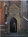 Entrance to the church of Saint Alban The Martyr, Brooke Street, EC1