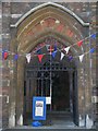 Entrance to the church of Saint Alban The Martyr, Brooke Street, EC1