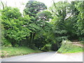 The B4066 drops down the hill towards Uley