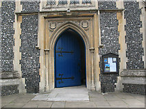 TQ2471 : St Mary's church, Wimbledon: entrance by Stephen Craven