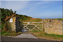 SS4545 : A gate which leads to National Trust Property on Morte Point by Roger A Smith