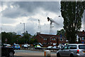 Houses hiding the work on the new Walkden High School