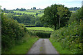 Minor road descending towards the Aeron valley