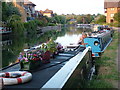 Narrow boats on the River Lea Navigation