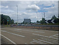 Lane markings within the roundabout