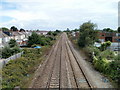 View SE from a railway footbridge, Victoria Park, Cardiff