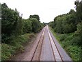 Wigan to Kirkby railway from bridge at Winstanley Hall estate