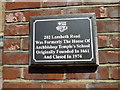 Plaque in Lambeth Road