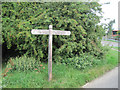 Signpost on canal towpath