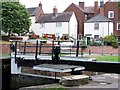 Lock gates and houses at Severn Side, Stourport