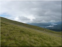 NN1874 : Across mountainside, junction of Loch Linnhe/Loch Eil beyond by Phillip Williams
