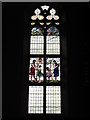 NZ2265 : The Church of St. James and St. Basil, Fenham - stained glass window above the west door by Mike Quinn