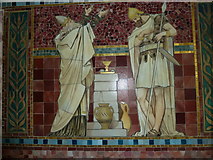 TM1577 : St Nicholas, Oakley: tiles by Basher Eyre