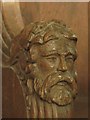 NY7863 : St. Cuthbert's Church, Beltingham - carved head on choir stall (4) by Mike Quinn