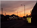 Wallisdown: the roundabout at sunset