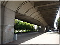 Pedestrian area beneath Hammersmith flyover