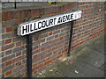 Street sign, Hillcourt Avenue N12