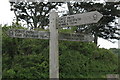 Porthluney Cove: junction of paths