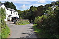 The footpath follows Stockland Lane to the left