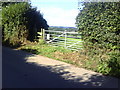 View through gateway from minor road east of Salway Ash