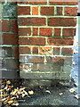 Benchmark on wall pillar at junction of Park Road and Park Crescent