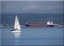 J5182 : Yacht and ship off Bangor by Rossographer