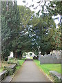 The path to the church in Llanbadarn Fawr