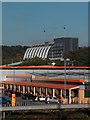 View of B&Q car park with the new Sheffield City College building beyond