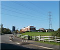 Power lines cross Heol Pontprennau, Cardiff