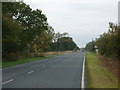 Looking down the A614 towards the Royal Oak