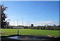 Power lines and floodlights