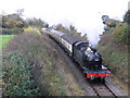 A train from Williton climbes the incline towards Stogumber