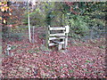 Stile on footpath into Hen Wood