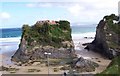 The rock outcrop in Newquay