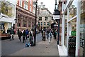 Shoppers outside the bank