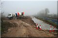 Flood alleviation works continue on a very misty day