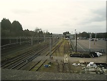 TL0405 : Railway sidings and station car park, Hemel Hempstead by Graham Hale
