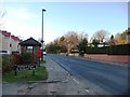 Bus stop, bus shelter and post box