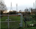 Pylons and  mobile phone mast west of Llanwern