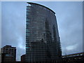 Glass building on the opposite side of West India Quay