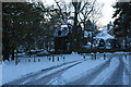 Fox Hill: the green at the bottom of the hill, in snow