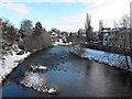 Snowy view down the Severn from the Long Bridge