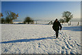 Walking a snow-covered field