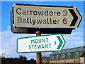 Old-style direction signs, Newtownards/Greyabbey