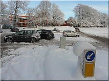 H4672 : Snow at Tyrone County Hospital car park by Kenneth  Allen