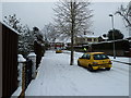 Looking northwards up a snowy Galt Road