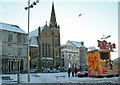 Buildings on the eastern side of Y Maes/The Square