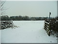 Footpath across a snowy field