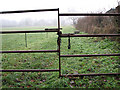 Gated track past paddocks by East Lodge, Ellingham